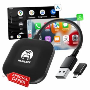 2-in-1 CarPlay Android Auto Wireless Adapter UK: CarPlay Wireless Adapter for Factory Wired CarPlay Android Auto Plug & Play