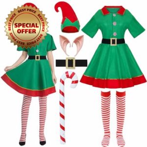 Amycute Christmas Elf Costume Kids Adult Elf Costume Outfit