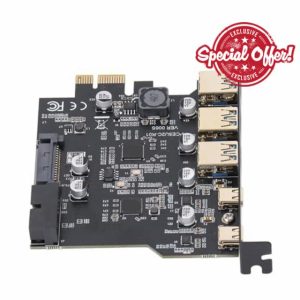 PCIe to USB 3.2 Gen 2 Card 20 Gbps 5 Port (3 USB Type A 2 USB Type C) Expansion Card for Windows 7/8/10/11 for Linux for OS X PC
