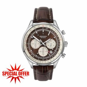 Sekonda Maverick Men's 42mm Watch with Chronograph & Date Display Leather Strap 50M Water Resista