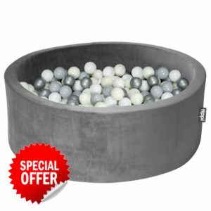 Tippi Baby Ball Pit With Balls Included - Luxury Soft Velvet Ball Pool With 80 Play Balls - Foam Ball Pit For Baby - Size 90 x 30 cm
