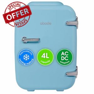 Abode Blue Mini Fridge A4CLR201BL 4L/6 Can Portable Thermoelectric Mini Cooler & Warmer for Drinks