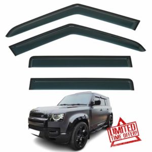 Set Of 4 STICK-ON Wind Deflectors Compatible with LAND ROVER DEFENDER L663 110 & 130 5-door SUV 2019 2020 2021 2022 2023 2024 2025 2026 Models.