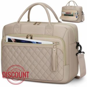 RAINSMORE 17 Inch Laptop Bags for Women Large Laptop Case Messenger Bag Work Bags for Women 17.3 Inch Teacher Bag Computer Bag Laptop Briefcase for Business Office Travel College Khaki
