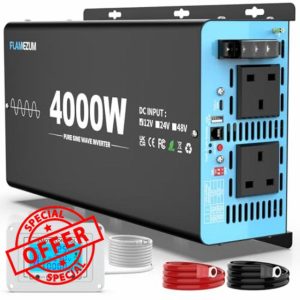 FLAMEZUM 4000w Pure Sine Wave Power Inverter DC 12V to AC 240V Voltage Converter with 2 AC Outlets