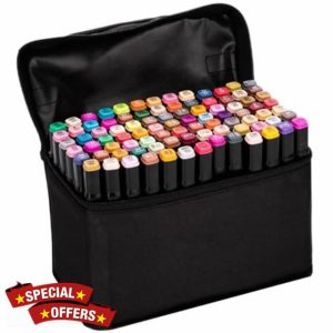 Kalastussaari 80Pcs Marker Set 80 Color Oil-based 1mm & 6mm Daul Tip Markers with Storage Bag for Kids & Adults Art Marker Set for Drawing