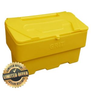 Lockable Yellow Grit Salt Bin - 190kg Capacity