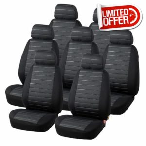 Aodelai Universal Car Seat Covers for 7 Seaters 7 Fabric Single Seat Covers for MPV Van Gray Airbag compatible Auto Seat Covers Sets