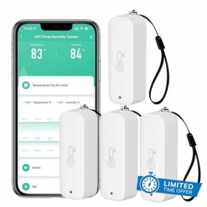 WiFi Hygrometer Thermometer Sensor: Wireless Smart Temperature Humidity Monitor with App Notification Alert