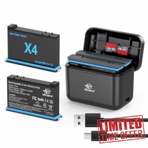 melasta Replacement Li-ion Battery and Charger for Insta360 X4 Camera