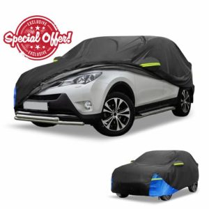 Partuto Car Cover Waterproof All Weather Automotive Outdoor Anti-UV Sun Rain Protection Full Exterior Cover for Toyota RAV4 210D W/Zippe