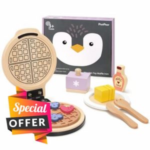 PairPear Wooden Waffle Maker Toy Food Playset
