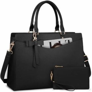 RAINSMORE Laptop Bag for Women 15.6 Inch Laptop Tote Bag Waterproof PU Leather Handbag with Clutch Bag Work Business Office Bags Briefcase
