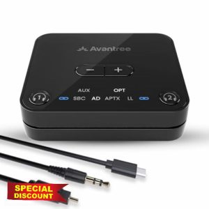Avantree Audikast 3 [2024 Version] - Bluetooth 5.3 Transmitter for TV with aptX-Adaptive & Low Latency