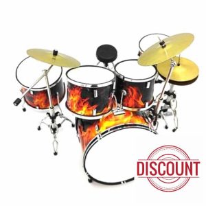 Handmade Compact Fire-Themed Miniature Drum Kit – 15cm Height