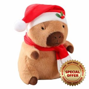 Hqunjikp Stuffed Capybara | Cute Santa Hat Animal Plush Pillow Cushion