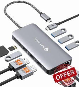 USB C Docking Station Triple Display - NOVOO RM11 Pro 11-in-1 USB C Dock with 8K@30Hz DisplayPort