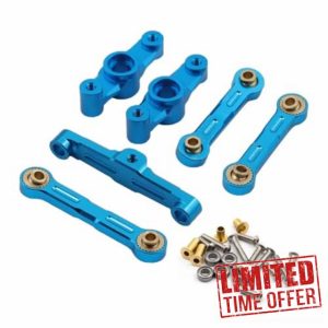 RC Upgrade Accessories For Tamiya For TT-02 TT-02D 1/10 RC Drift Car Upgrade Parts Aluminum Ball Bearing Crank Steering Assembly Link Set Car Upgrade Parts(Blue)