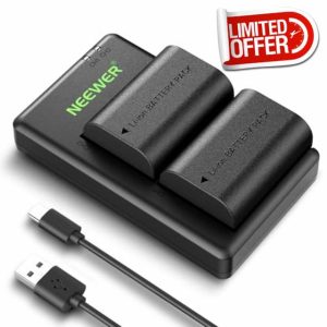 NEEWER 2 Pack 2400mAh LP-E6P/LP-E6NH/LP-E6N/LP-E6 Replacement Battery & USB Dual Charger