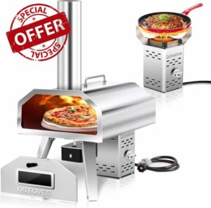 Q-Stoves 16" 2-in-1 Outdoor Pizza Oven with MANUAL Rotating Pizza Stone