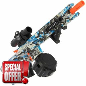 GelSoft Gel Blaster Toy Rifle – Blue Graffiti Design | Semi & Fully Automatic Modes