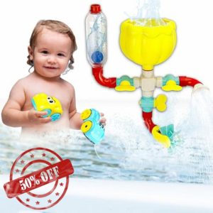 Koolbitz DIY Baby Bath Pipe Building Toy Set with 2 Floating Cars - 13PCs Educational Playset for Toddlers Game Bathtime Fun Pretend Gift Birthday Christmas Newyea