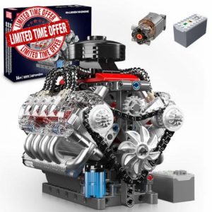 Mould King 10171 Technik V8 Engine Model Kit - 487 PCS to Build Your Own Mini Engine That Works - DIY STEM Project for Kids/Teens