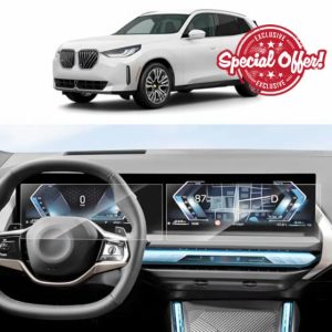 SKTU Pack of 4 Screen Protectors Compatible with BMW X5 X6 X7 3 Series 5 Series 7 Series 2023 2024 12.3 Inch Navigation Screen Protector + 14.9 Inch Cockpit PET Screen Protecto