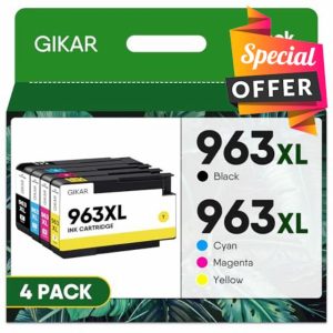 963XL Pack of 4 Ink Cartridges Replacement for HP 963 XL Ink Cartridges Multipack for HP OfficeJet Pro 9010 9012 9014 9015 9016 9018 9019 9020 9022 9025 Printer (1 Black