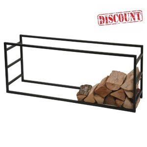 URBNLIVING Large Black Firewood Log Rack Storage Horizontal Shelf (H40cm x W100cm x D25cm) for Larger Spaces Heavy Duty Steel Metal Fireplace Holder Indoor Outdoor Store