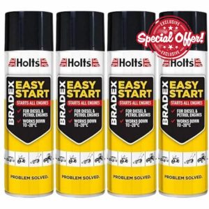 4 x HOLTS Bradex Easy Start Petrol and Diesel Engines Cold Start Spray 300ML Cans