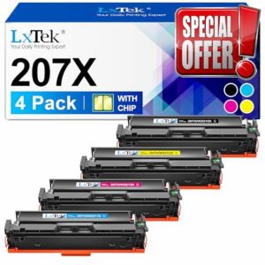 4-Pack 207X Toner Cartridges [With Chip] Replacement for HP 207X 207A 207 Compatible for MFP M283fdw M283fdn M282nw M255dw M255nw W2210X W2211X W2212X W2213X M282-Black Cyan Magenta Yellow