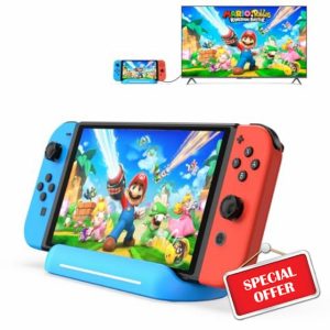 5 in 1 Switch Dock for Nintendo Switch OLED TV Adapter Switch Docking Station with HDMI USB 3.0 Port Type C Charging Type C Connectors Travel Switch Base Portable USB C Hub Stand