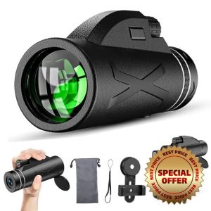 80X100 Monocular Telescope for Adults - Compact Monoculars High Powered Telescope with BAK4 Prisms FMC Lens Zoom Focus - Waterproof Outdoor Monocular for Bird Watching Hiking Camping with Phone Tripod