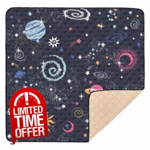Space Star Sun Moon Outer Space Cute Foldable Baby Playmat for Floor Portable Tummy Time Activity Mat for Baby Kids Toddlers Infants