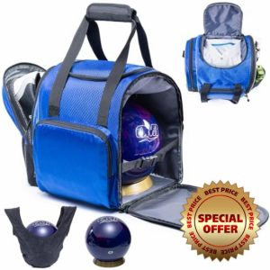 VIGEGARI Bowling Ball Bag for Single Ball - Bowling Ball Tote Bowling Bag with Padded Ball Holder with Microfiber Bowling Ball & Spinner/Bowling Ball Cup - Fits Bowling Shoes Bowling Accessories