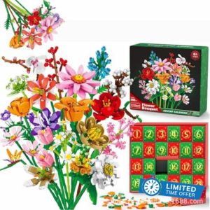 LIDONGYANG Advent Calendar 2024 for Kids Adults Teens 2025 24 Days Flower Bouquet Building Blocks Decoration Christmas Countdown Calendar Xmas Building Toy Set Gift Box for Boys Girls (Daisy)