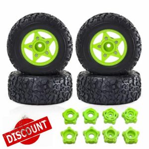 MGHGFYTAS Compatible With TRAXXAS For Slash For ARRMA For SENTON 1/8 1/10 RC Car Short Course Truck 109mm Tire With 12mm 14mm 17mm Wheel Hex RC Wheel Tire(Green)