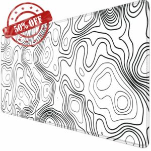 Gaming Mouse Pad XXL - 1200 x 600 mm - Contour Map - Large Mousepad with Stitched Edges - Waterproof and Non-Slip - Improves Precision and Speed - For PC