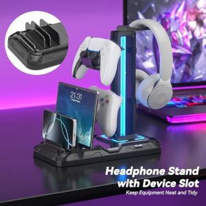 Rotatable Headphone Hanger - Earphone Hook for Desk PC Gaming Accessories Storage (Black)