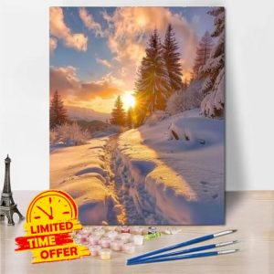 RNXAOPEN DIY Painting by Numbers Kits Ink Style Winter Snow Scene Hobbies for Women Oil Painting for Kids Paint by Number for Adults Beginner Canvas Arts Crafts for Home Decor 24x31In/60x80cm 8048-V