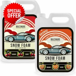 MultiWare Car Snow Foam | Thick Car Shampoo | Dissolves All Dirt & Tough Stains | Streak Free Rinsing | Snow Foam For Car | Safe For All Finishes | Cherry & Orange Scent Bundle | 2 X 5L