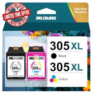 JMLCOLORS 305XL Ink Cartridges Replacement for HP 305 Ink Cartridges Black and Colour for 305 XL for DeskJet 2700 2710 2710e 2720 Plus 4100 4120 4130 Envy 6000 6010 6020 6020e 6032 6032e Pro 6400 643