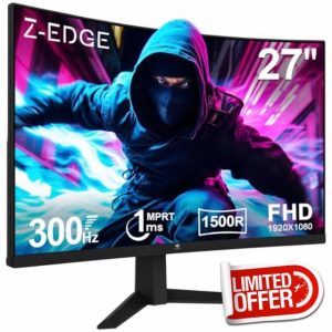 Z-Edge 27 Inch 300Hz(DP) 240Hz(HDMI) Curved Gaming Monitor 1ms MPRT Full HD LED Monitor