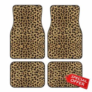 Leopard Animal Print Print Car Foot Mat Four-Piece Set Full Set With Non-Slip Rubber Backing