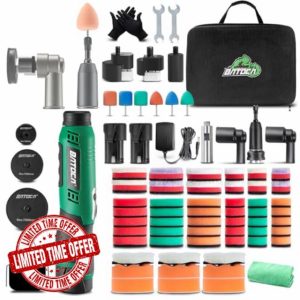 BATOCA S6 Cordless Car Polisher Buffer Dual Action & Rotary Mini 12V Polishing Machine 1inch/2inch/3inch Polishing Buffing Pad Kit 6 Speeds 2x 2.0Ah Battery for Car Motorcycle Detailing Polish Clea