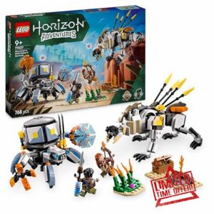 LEGO Horizon Adventures Aloy & Varl vs. Shell-Walker & Sawtooth Building Toy Set with Machine Monsters and Minifigures