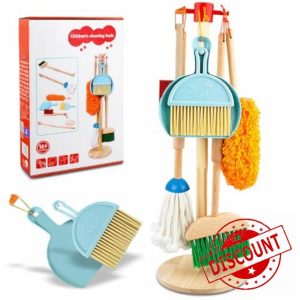 Koolbitz Wooden Cleaning Set for Kids - Pretend Play Broom