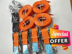 4x Orange 5t 5000kg - CAR TRAILER Over Tyre Tie Down Transporter Heavy Duty Ratchet Straps