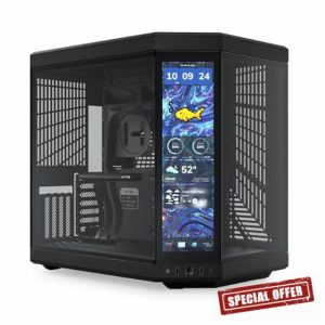 HYTE Y70 Touch Infinite Dual Chamber ATX Mid Tower Modern Aesthetic Case with Integrated 2.5K LCD Touchscreen - Pitch Black